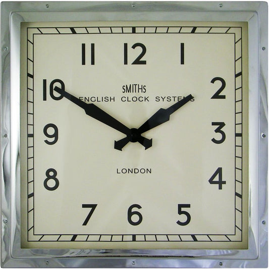 Smiths Square Chrome Wall Clock 41cm