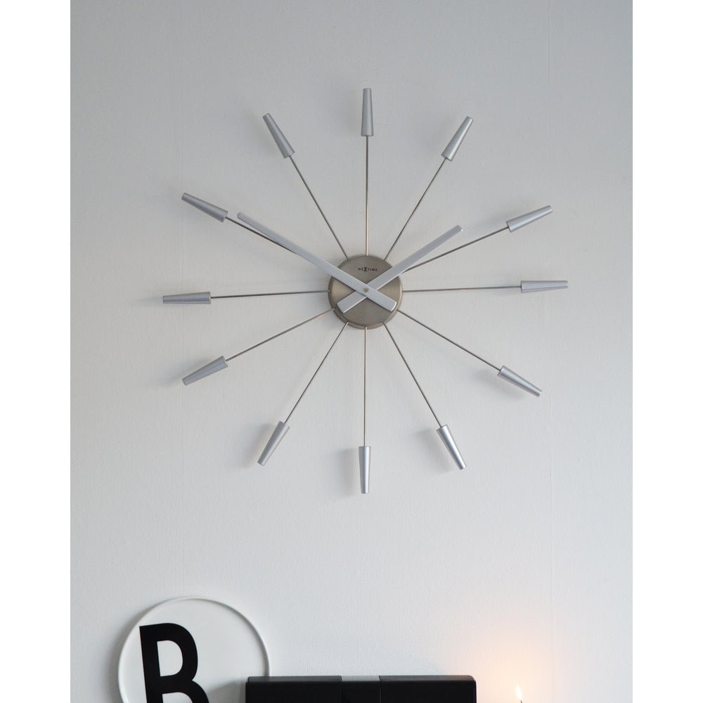 Silver PlugInn Wall Clock 58cm - TickTockClocks