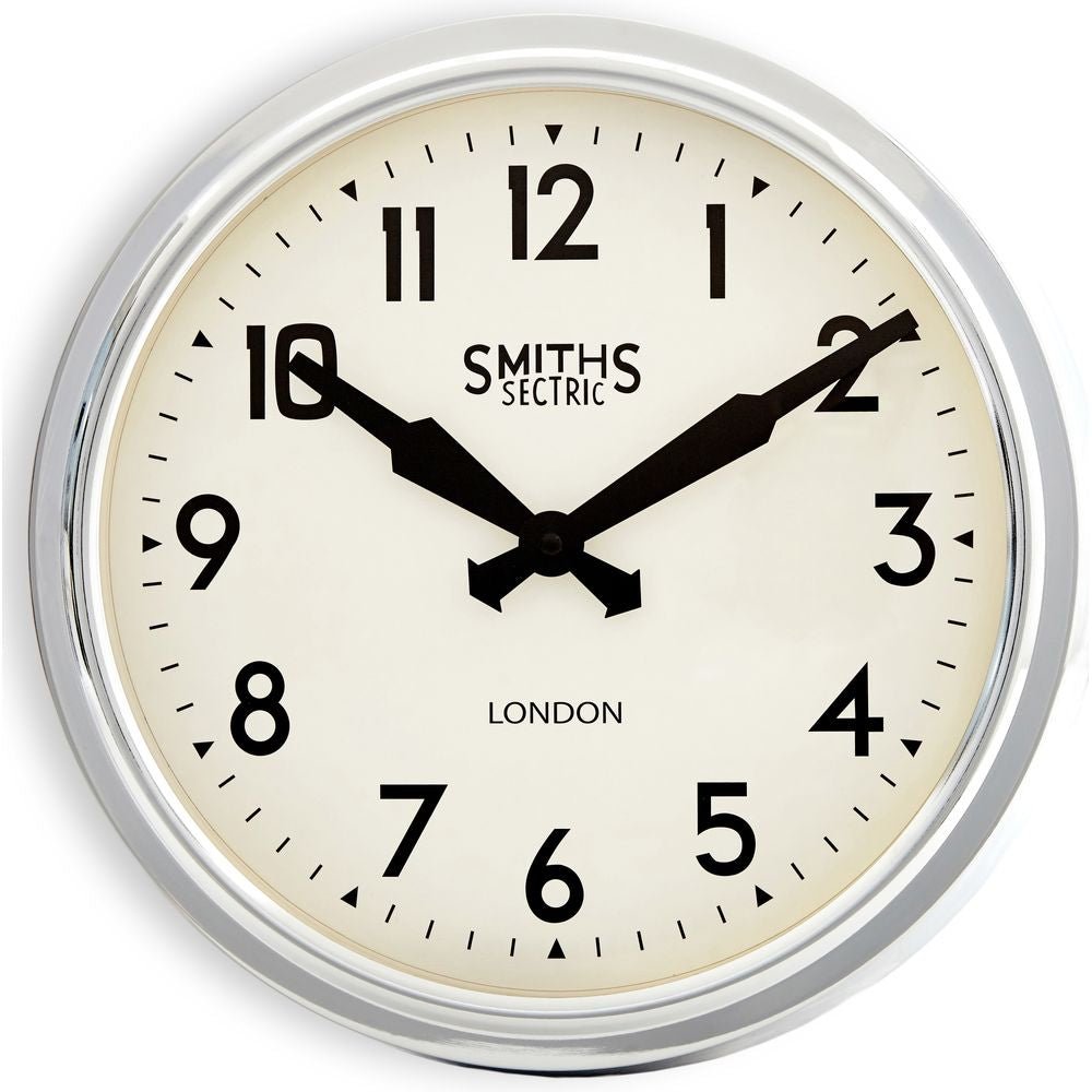 Smiths Retro Retro Arabic Chrome Wall Clock 38cm - TickTockClocks