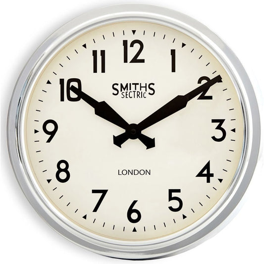 Smiths Retro Retro Arabic Chrome Wall Clock 38cm - TickTockClocks