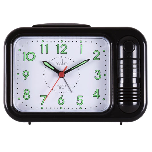 Sonnet Black Alarm Clock 14cm - TickTockClocks
