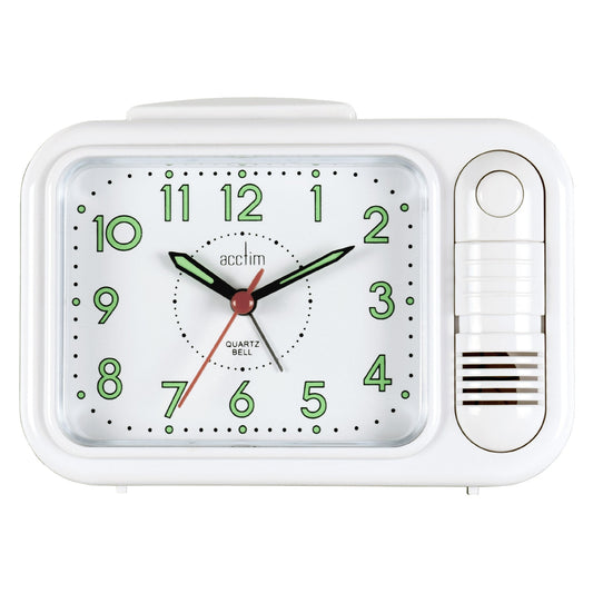Sonnet White Alarm Clock 14cm - TickTockClocks
