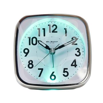 Square Alarm Clock - Sweep/Light/Snooze - White 11cm - TickTockClocks