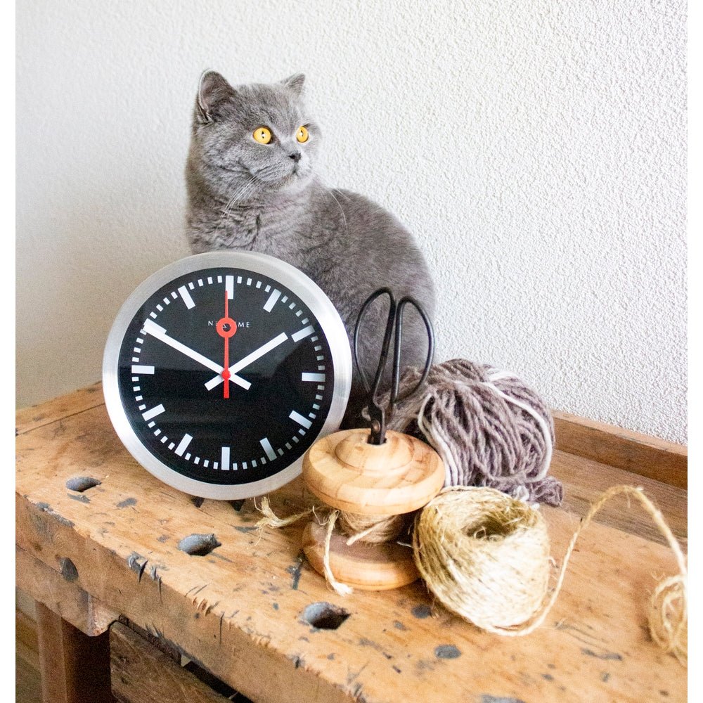 Station Stripe Wall Clock 19cm ( Black ) - TickTockClocks