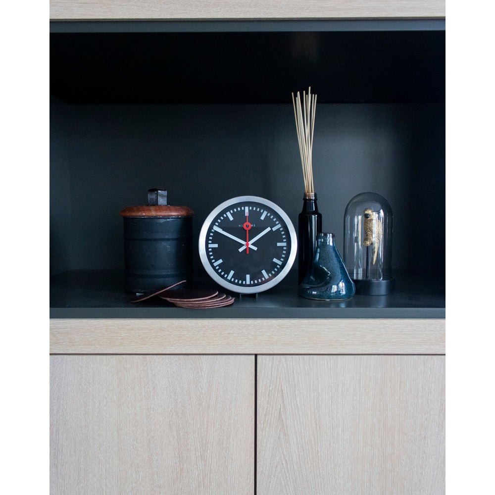 Station Stripe Wall Clock 19cm ( Black ) - TickTockClocks
