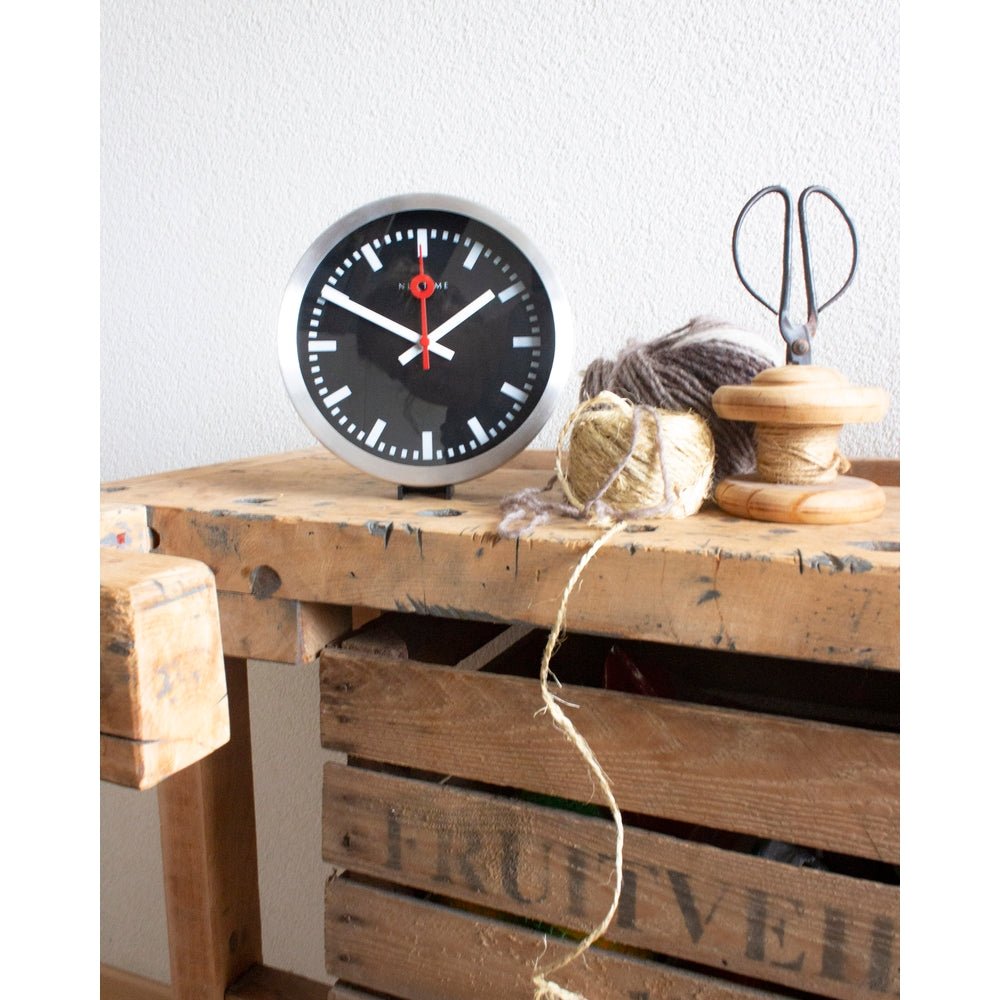 Station Stripe Wall Clock 19cm ( Black ) - TickTockClocks