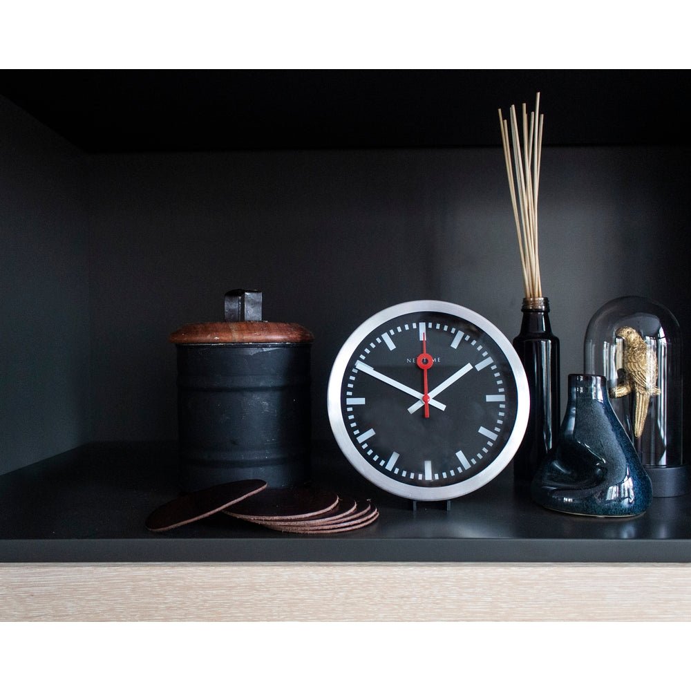 Station Stripe Wall Clock 19cm ( Black ) - TickTockClocks