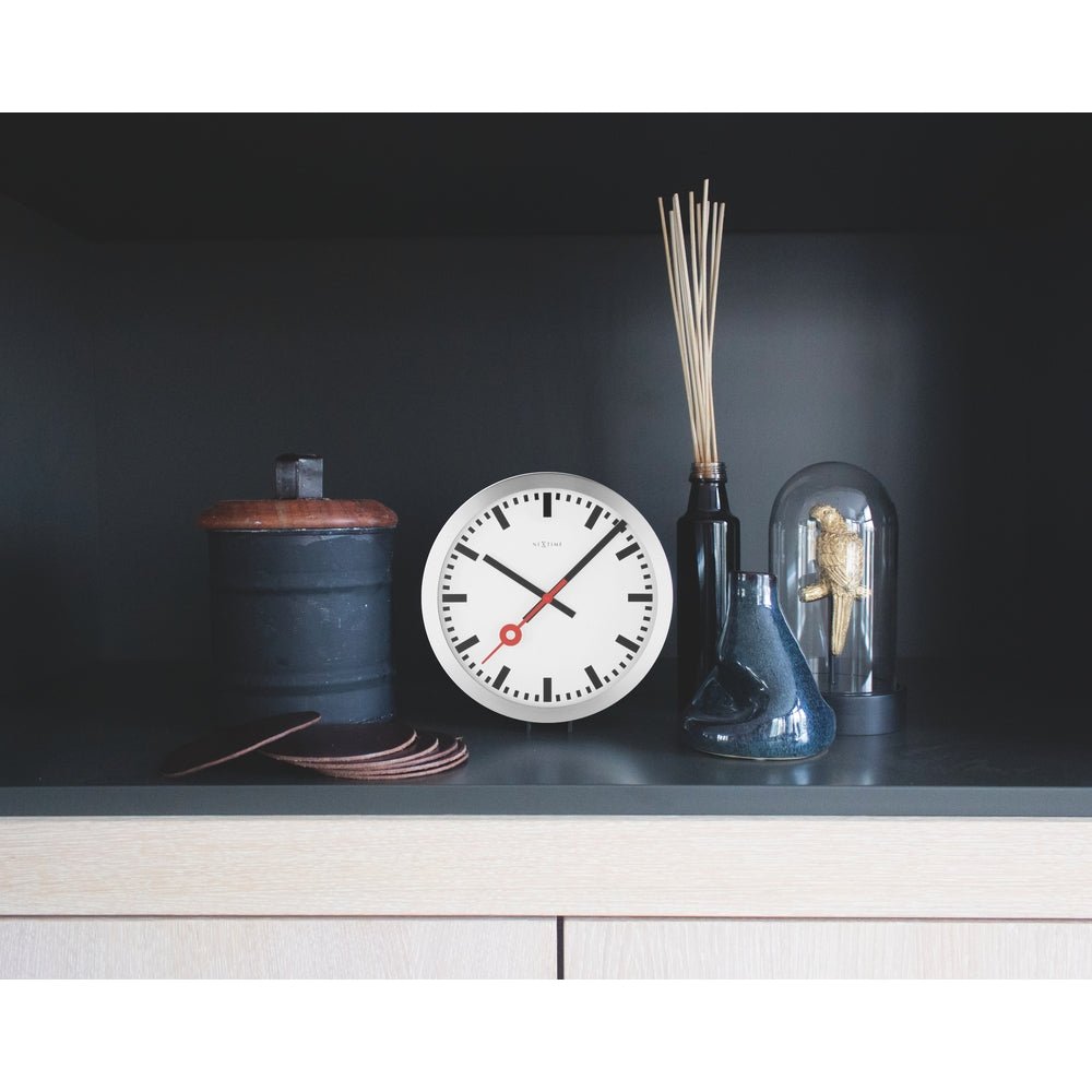 Station Stripe Wall Clock 19cm ( White ) - TickTockClocks
