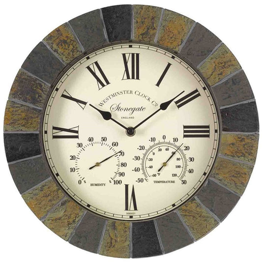 Stonegate Outdoor Wall Clock with Thermometer 35cm - TickTockClocks