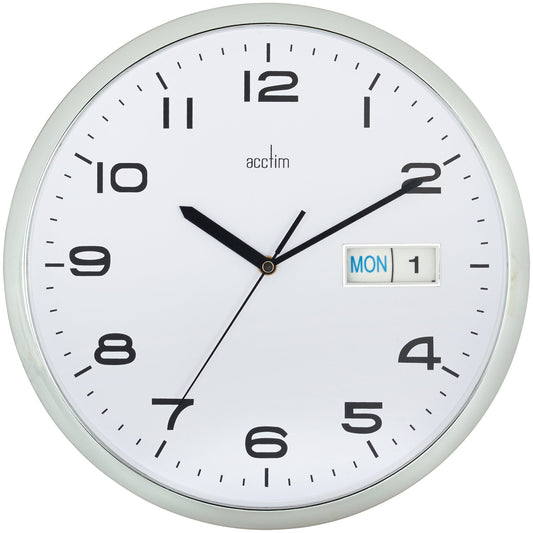 Supervisor Day & Date White Wall Clock 32cm - TickTockClocks