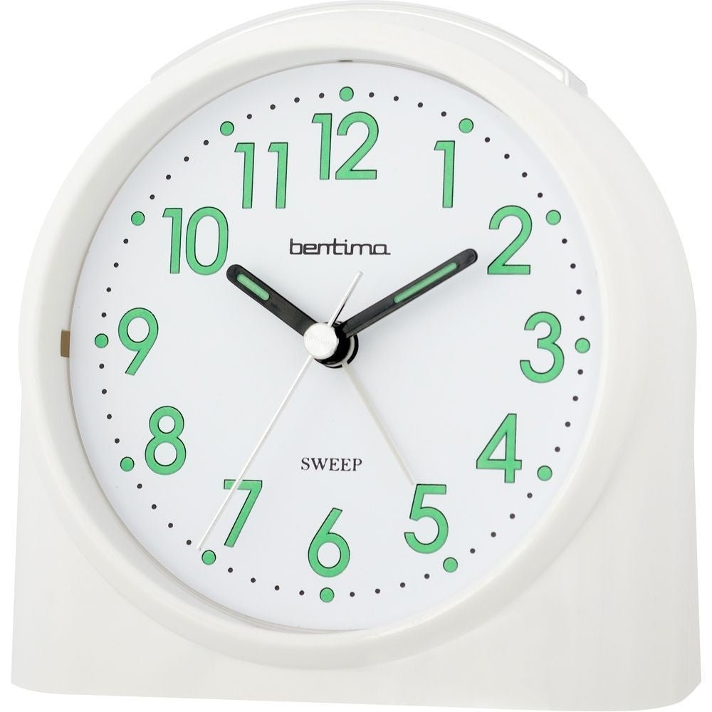 Sweeper One White Alarm Clock 10.5cm - TickTockClocks