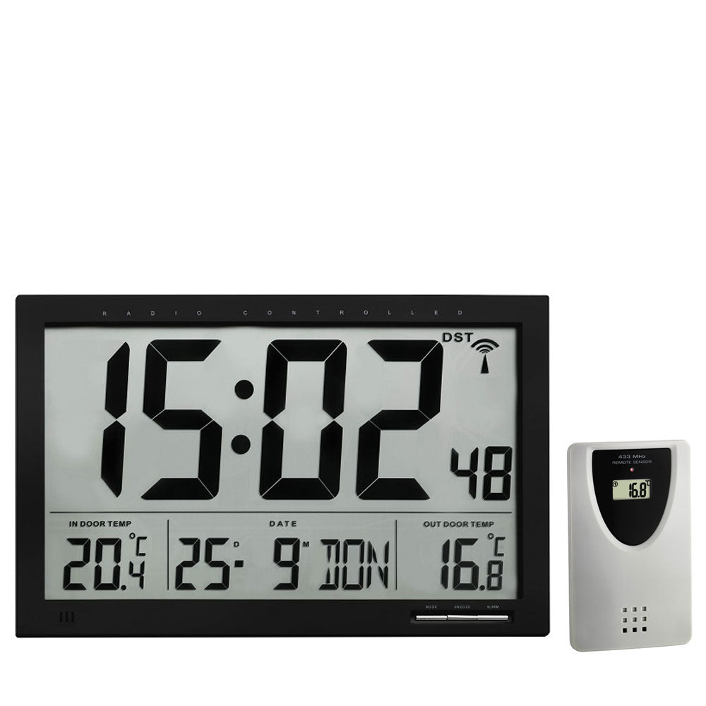 TFA Xl Radio Controlled Wall Clock With Indoor/Outdoor Temperature 37cm - TickTockClocks