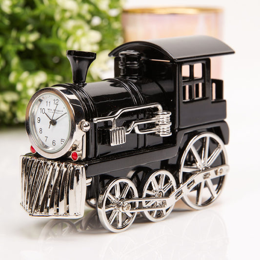 Miniature Clock Black Steam Train