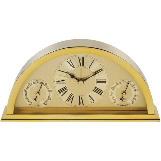 Gold Aluminium Crescent Shaped Mantel Clock 20cm