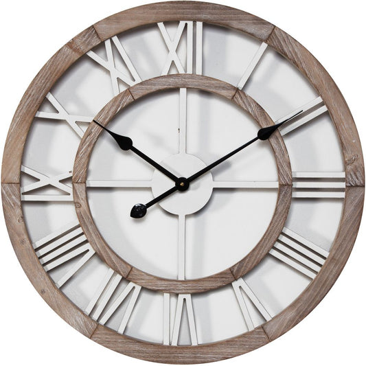 Shabby Chic Round Wall Clock Cut Out Dial 60cm
