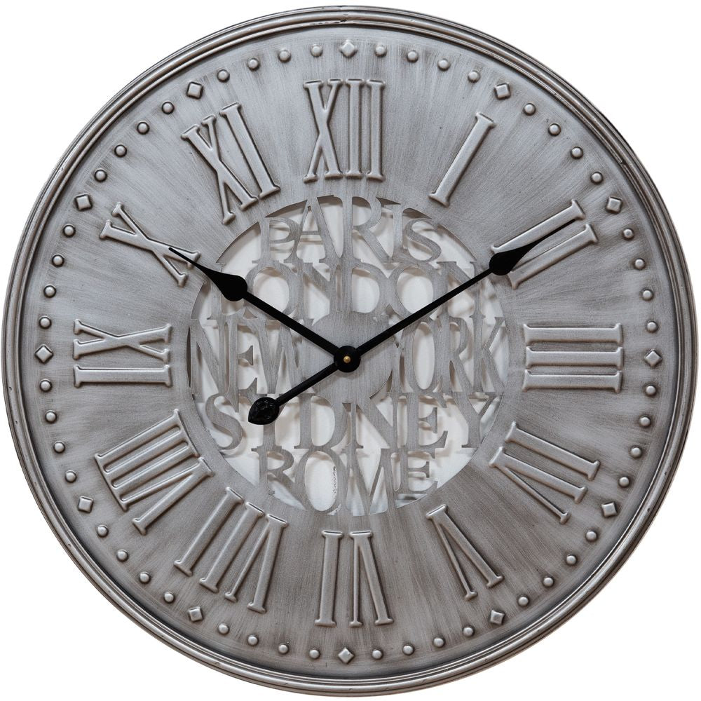 Grey Metal Wall Clock 60cm