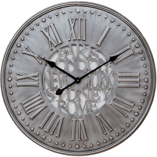 Grey Metal Wall Clock 60cm