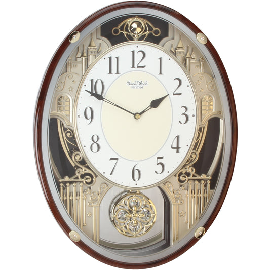 Rhythm Magic Motion Wooden Clock - Crystals From Swarovski®
