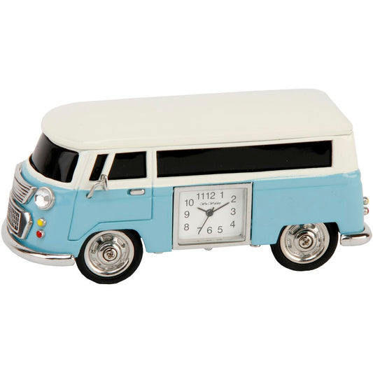 Miniature Clock Camper Van Blue