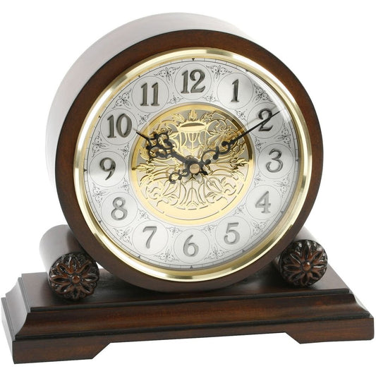 Walnut Westminster Mantel Clock - Barrel shape Arabic Dial 26cm - TickTockClocks