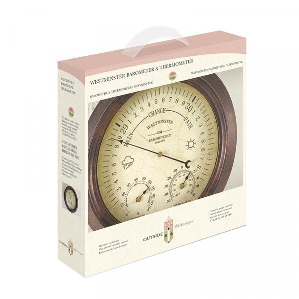 Westminster Barometer & Thermometer 8in - TickTockClocks