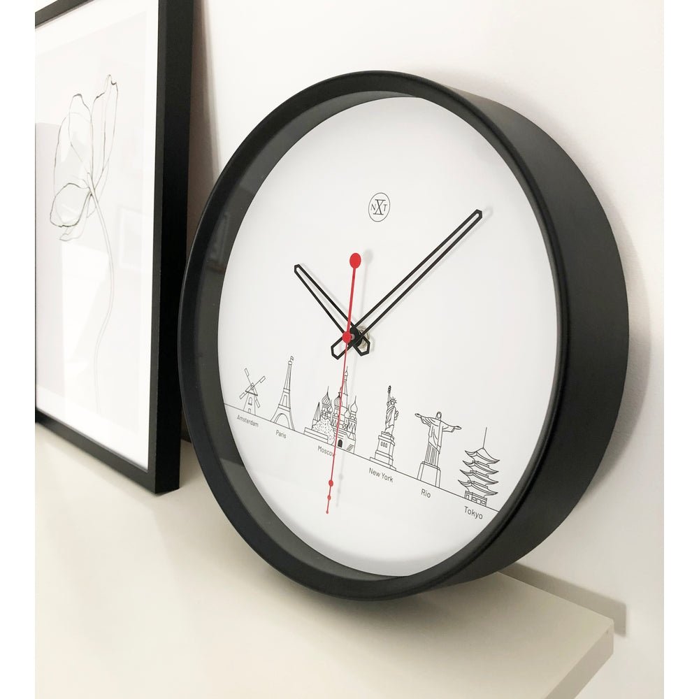White Worldtour Wall Clock 30cm - TickTockClocks