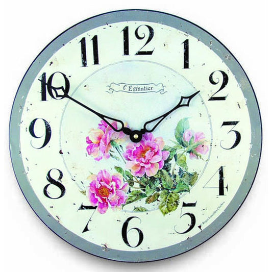 Wild Roses Wall Clock 36cm - TickTockClocks