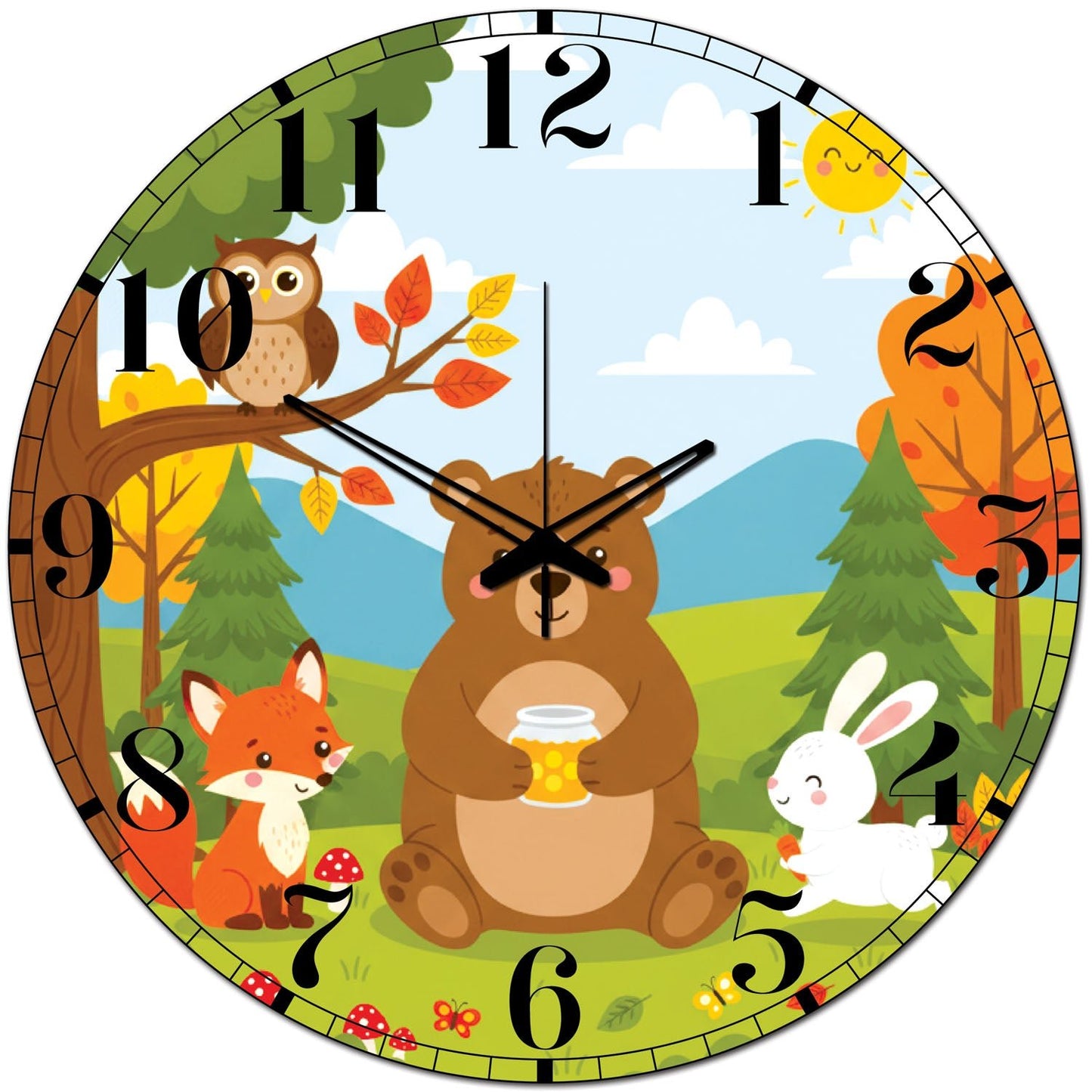 Woodland Animals Face 60cm - TickTockClocks