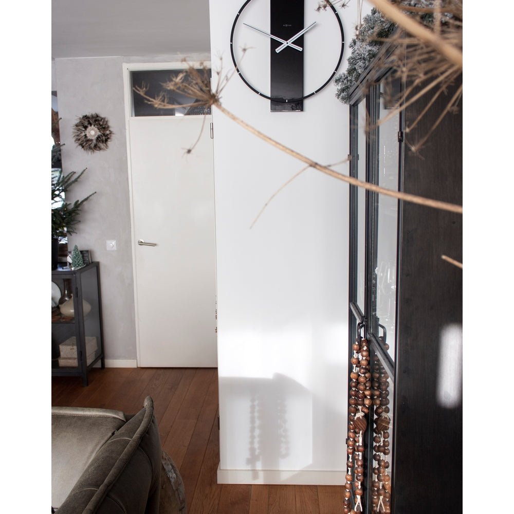 Wood/Steel Black Wall Clock 50cm - TickTockClocks