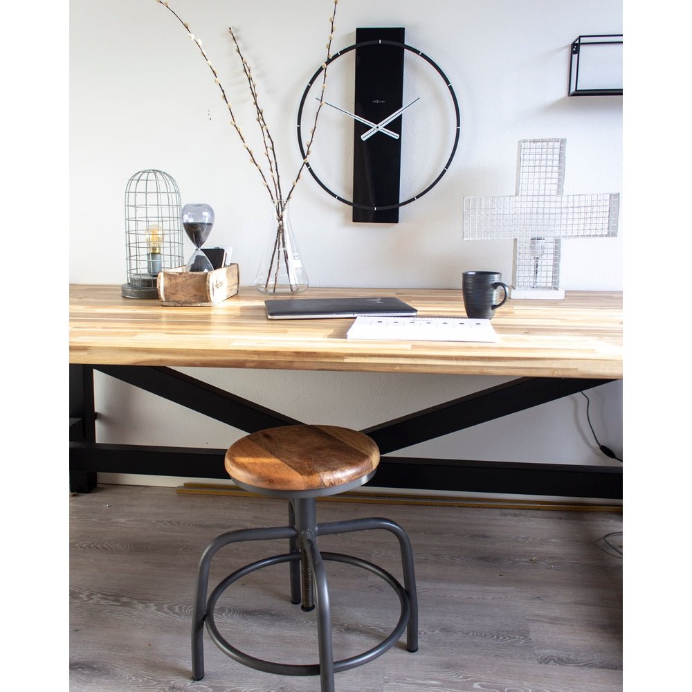 Wood/Steel Black Wall Clock 50cm - TickTockClocks