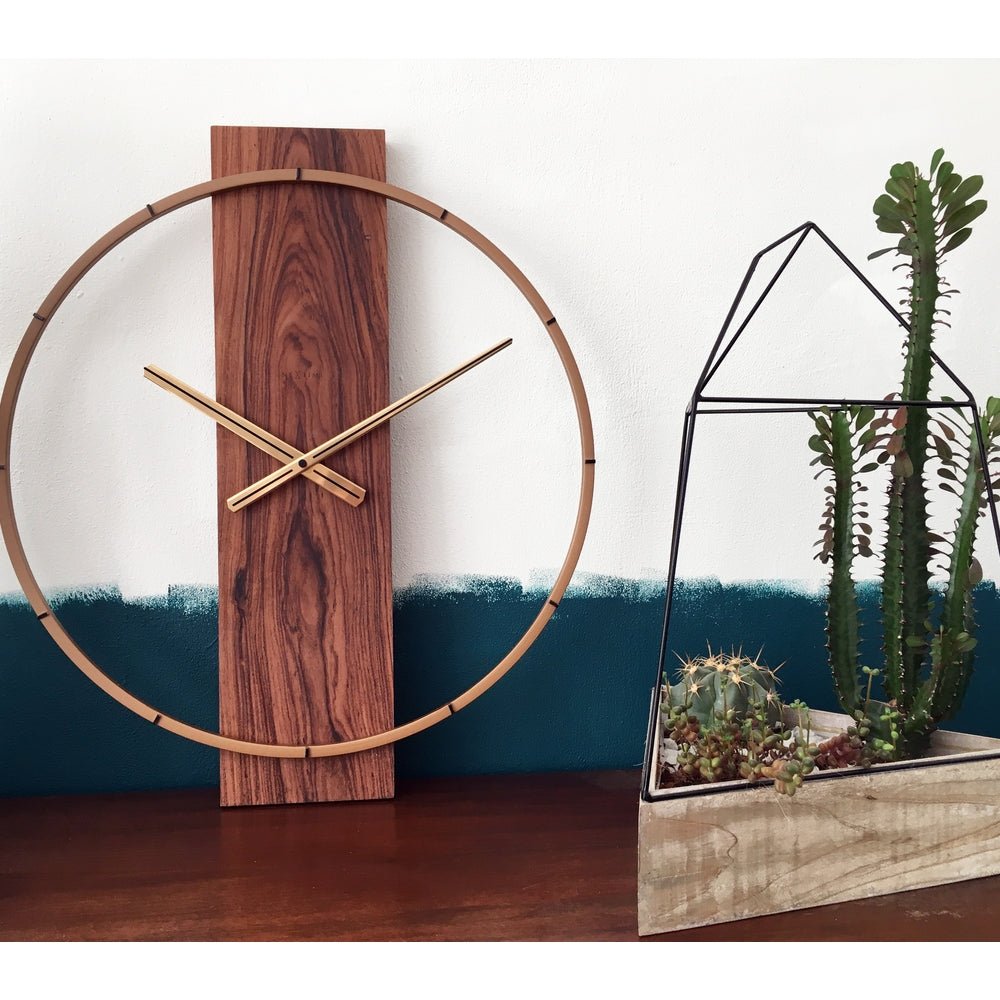 Wood/Steel Brown Wall Clock 50cm - TickTockClocks