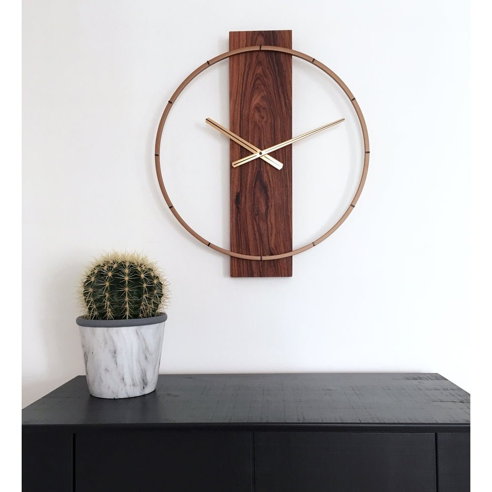 Wood/Steel Brown Wall Clock 50cm - TickTockClocks